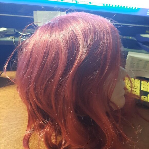 NEW ! 22 Inch Long Aisi Hair Curly Short Wig Wine Red main image 4